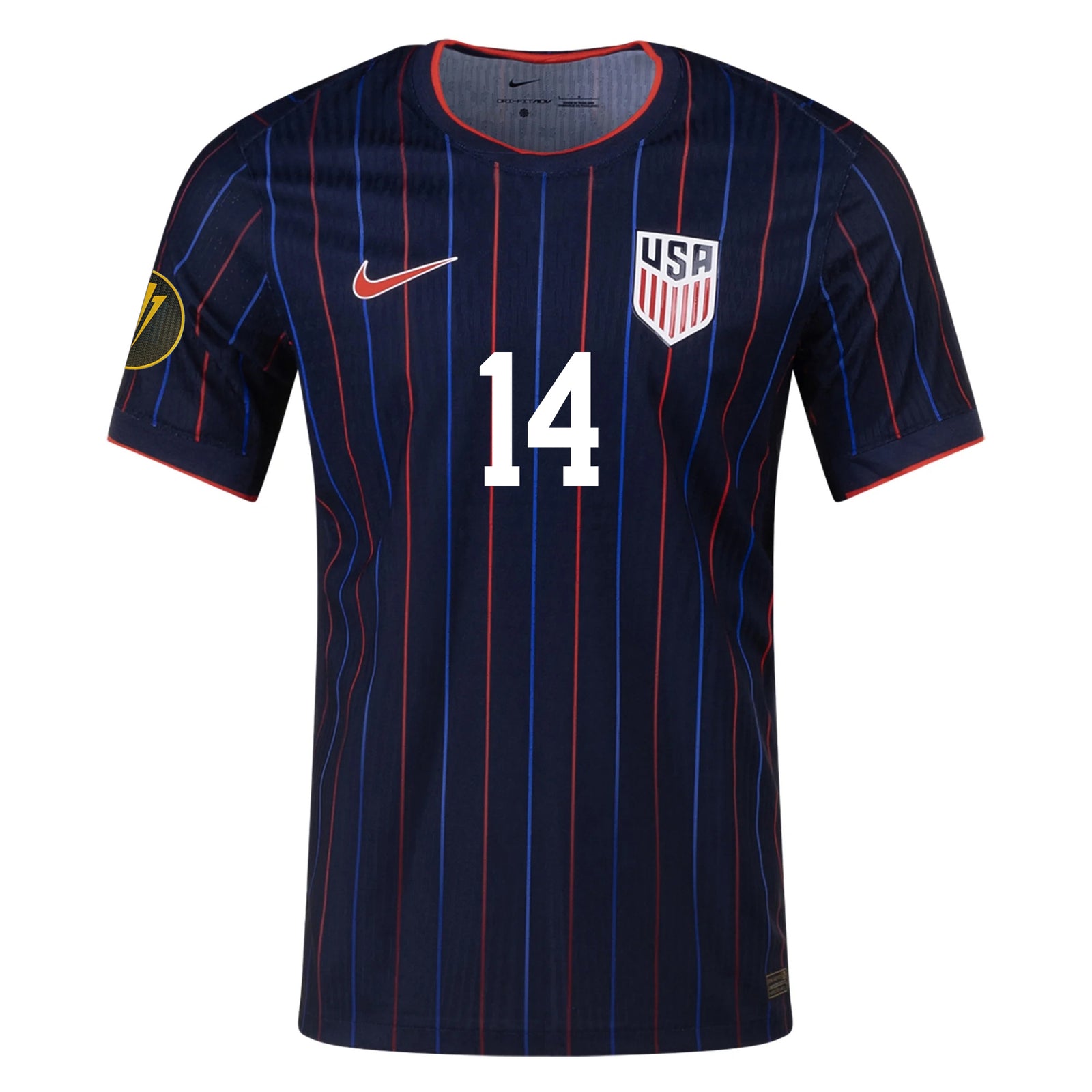 Nike Luca de la Torre United States Away Match Authentic Jersey 25/26 w/ Gold Cup 2025 Patch (Obsidian/Challenge Red)