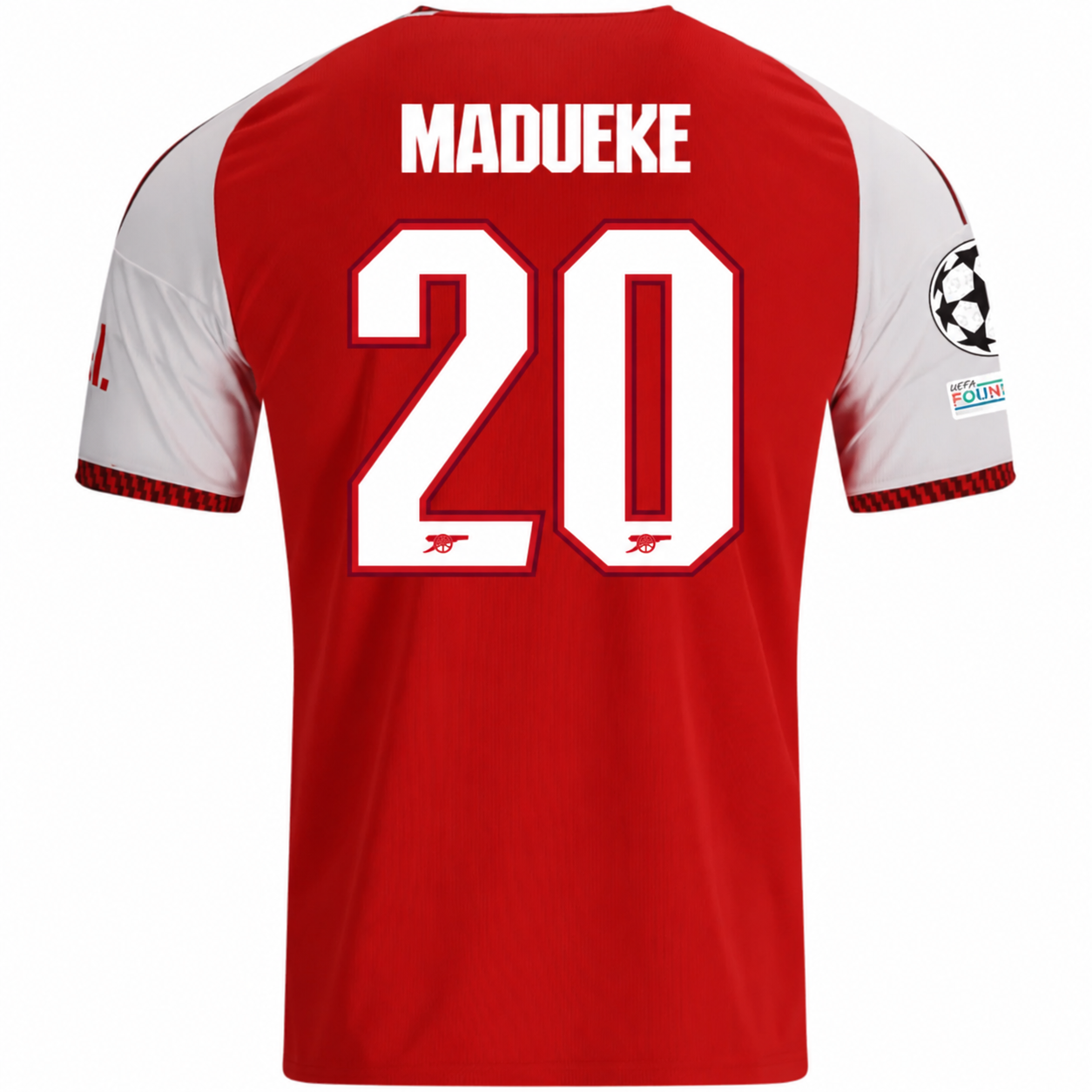 adidas Mens Arsenal Noni Madueke Home Jersey w/ Champions League Patches 26/27 (Red)