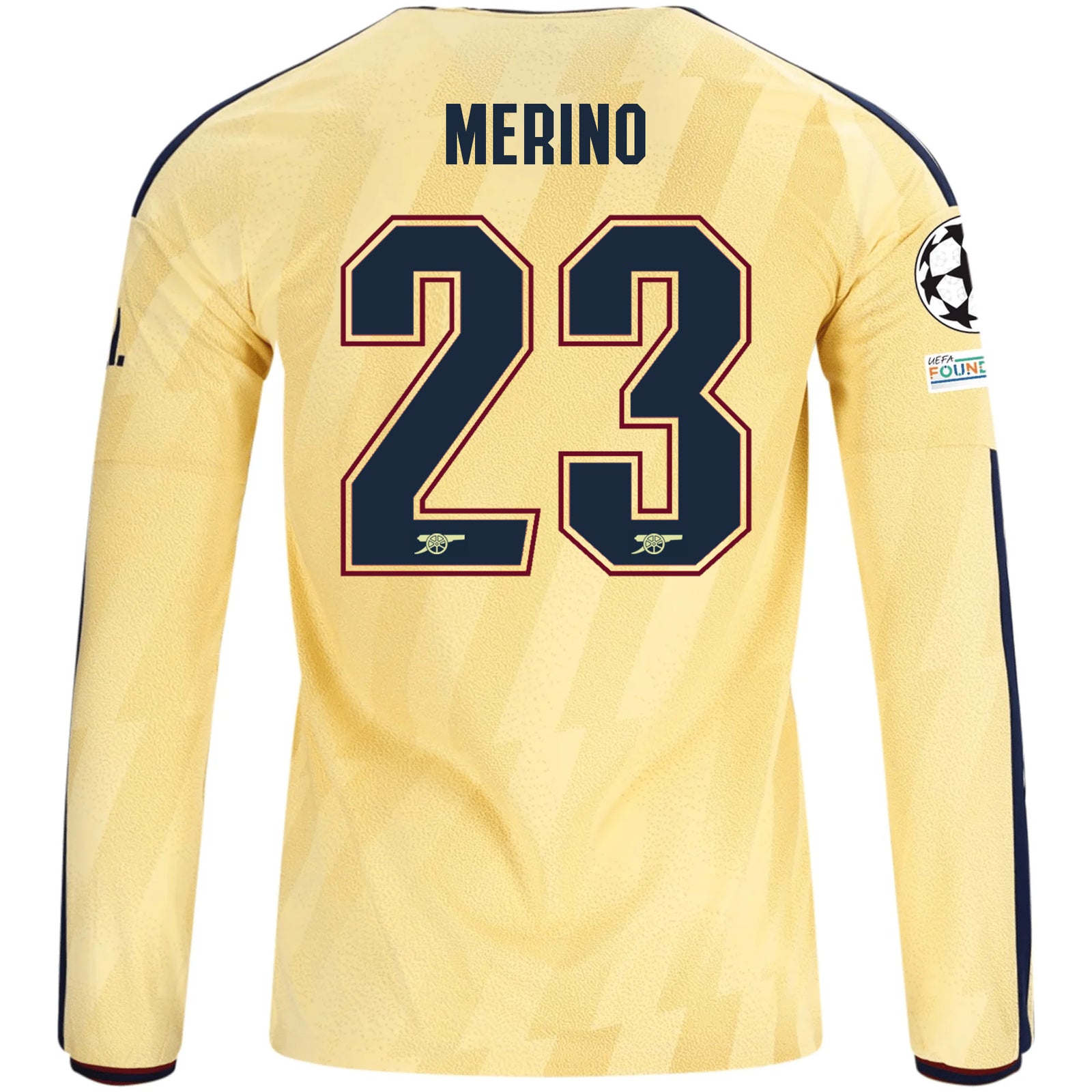 adidas Mens Arsenal Mikel Merino Long Sleeve Third Jersey w/ Champions League Patches 26/27 (Yellow)