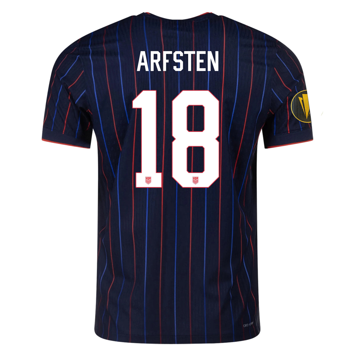 Nike Max Arfsten United States Away Match Authentic Jersey 25/26 w/ Gold Cup 2025 Patch (Obsidian/Challenge Red)