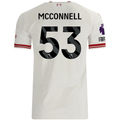 adidas Mens Liverpool James McConnell Authentic Away Jersey w/ EPL + No Room For Racsim Patches 26/27 (White)