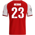 adidas Mens Arsenal Mikel Merino Home Jersey w/ Champions League Patches 26/27 (Red)