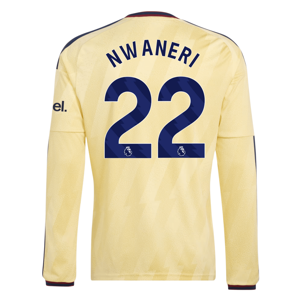 adidas Mens Arsenal Ethan Nwaneri Long Sleeve Third Jersey w/ EPL + No Room For Racism Patches 26/27 (Yellow)