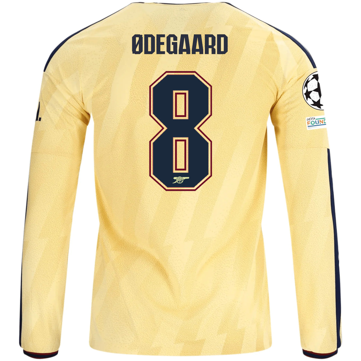 adidas Mens Arsenal Martin Ødegaard Long Sleeve Third Jersey w/ Champions League Patches 26/27 (Yellow)