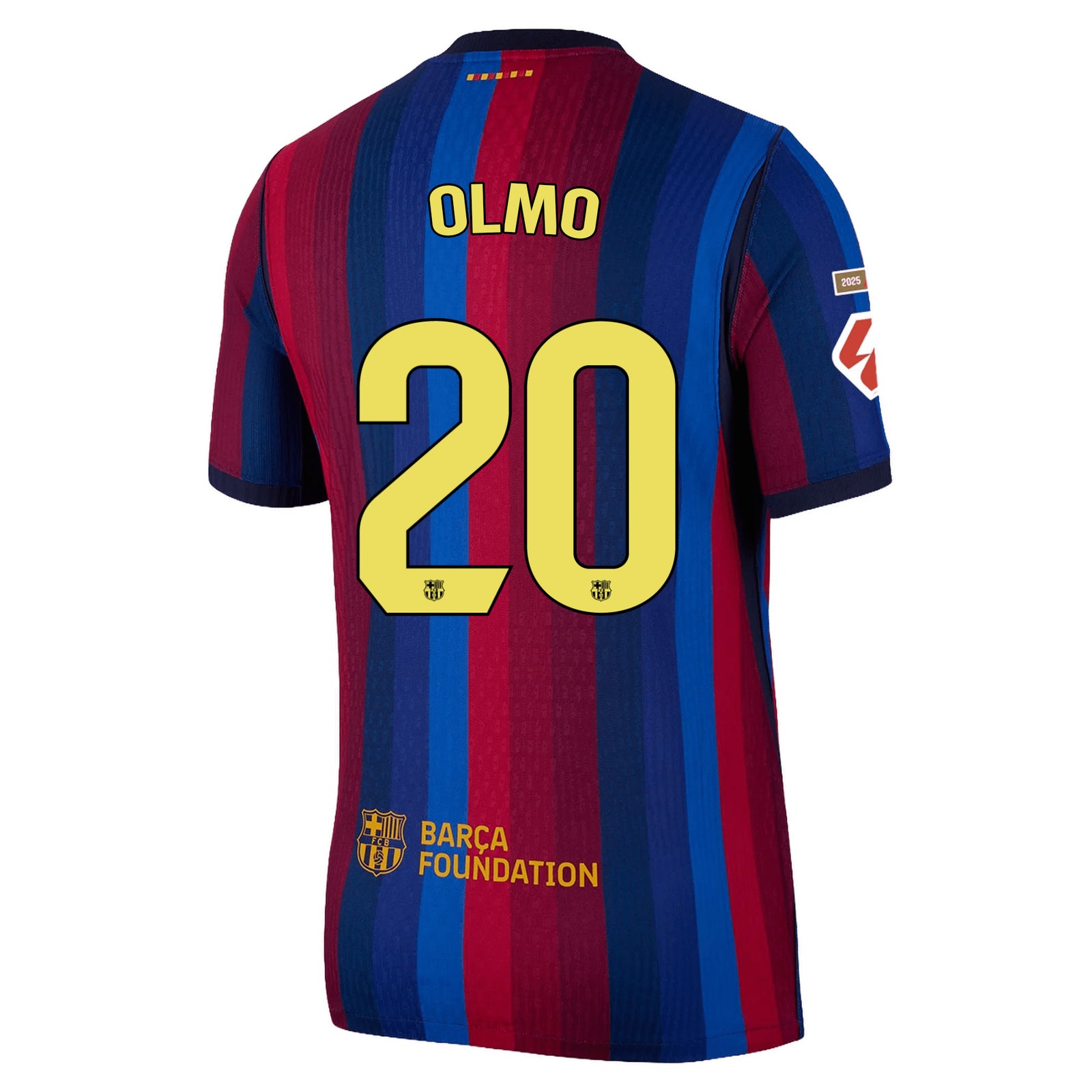 Nike Mens FC Barcelona Match Authentic Dani Olmo Home Jersey w/ La Liga Patches 26/27 (Deep Garnet/Void Blue)