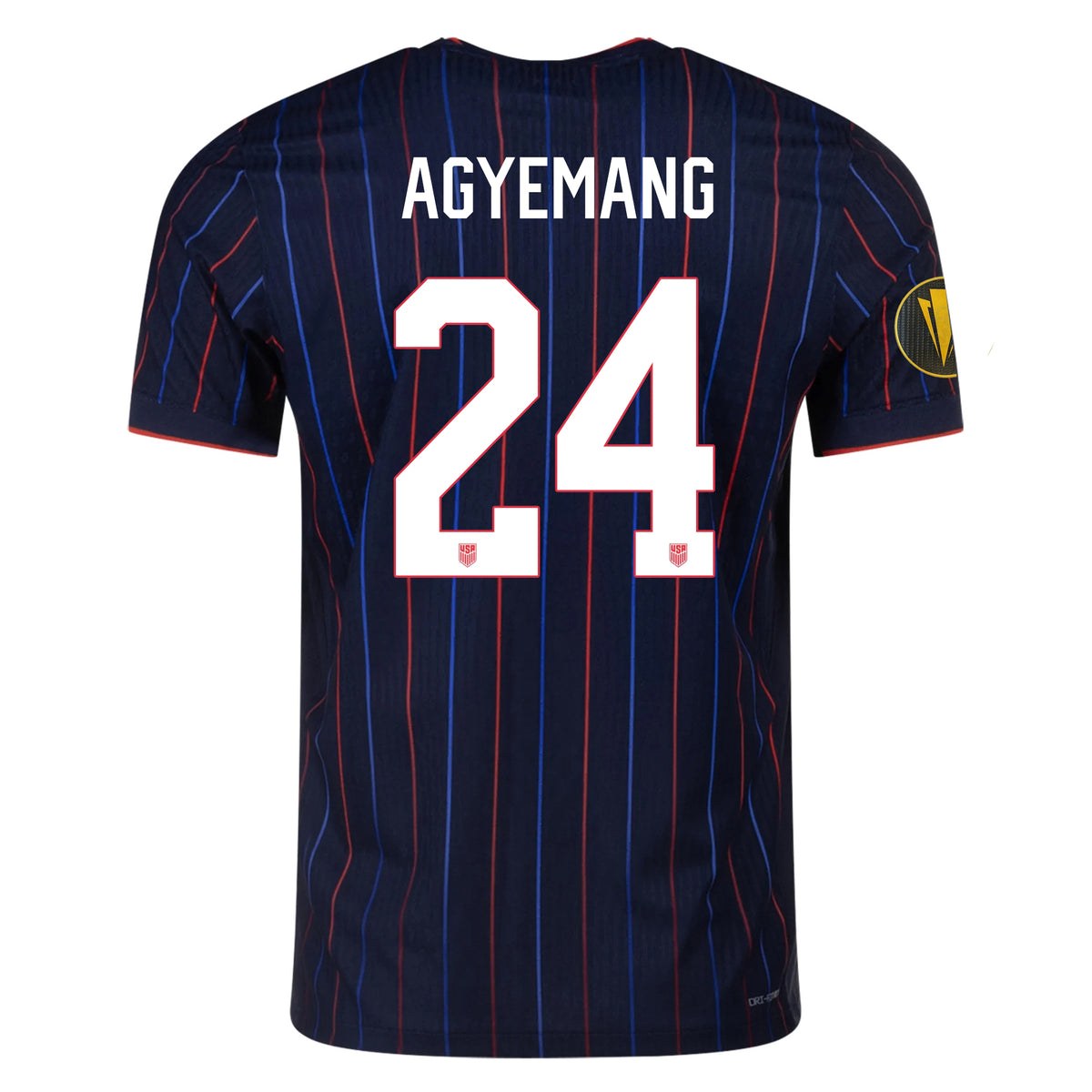 Nike Patrick Agyemang United States Away Match Authentic Jersey 25/26 w/ Gold Cup 2025 Patch (Obsidian/Challenge Red)