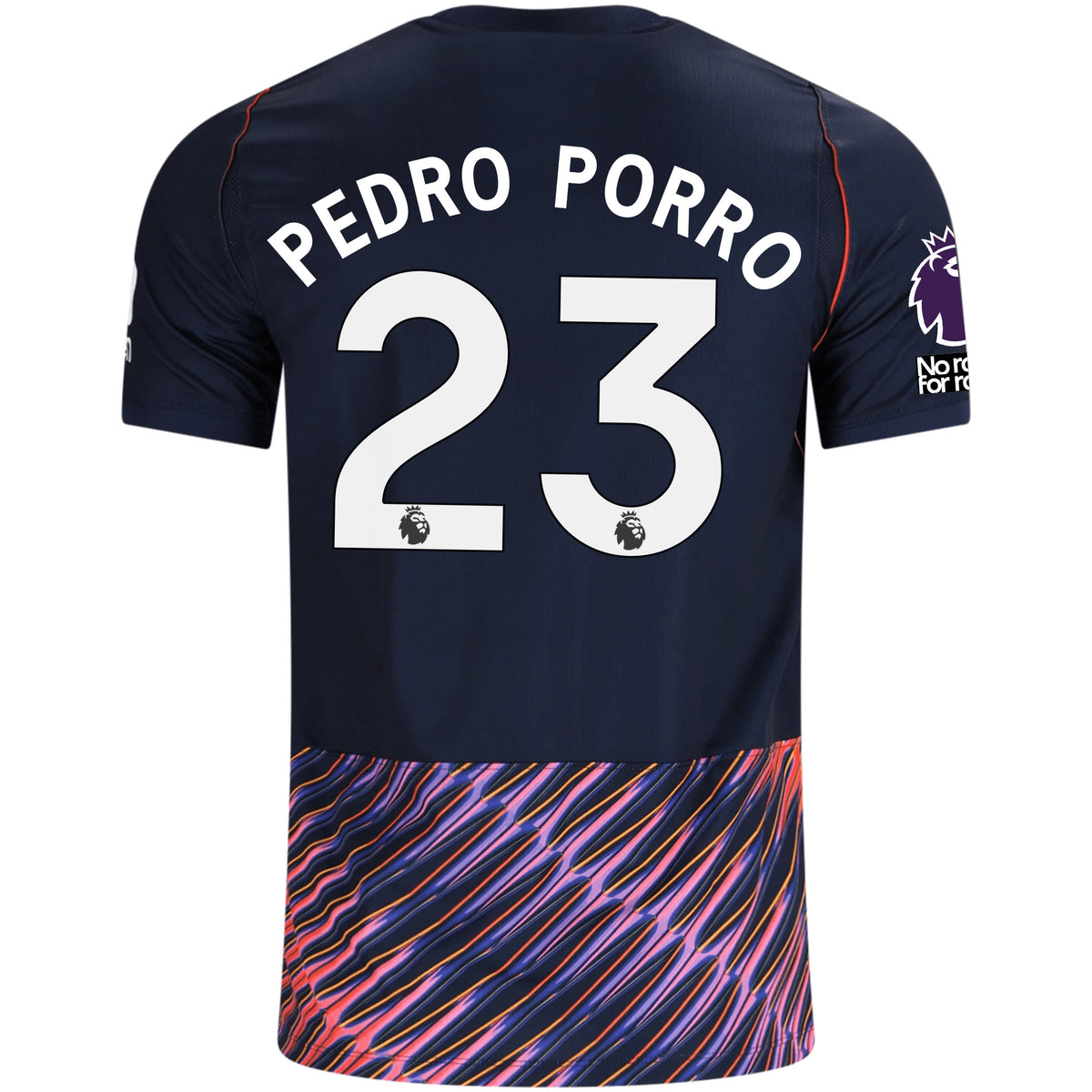 Nike Mens Tottenham Hotspur Pedro Porro Away Jersey w/ EPL + No Room For Racism Patches 26/27 (Obsidan/White)
