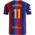 Nike Mens FC Barcelona Raphinha Home Jersey w/ Champions League Patches 26/27 (Deep Garnet/Blue Void)