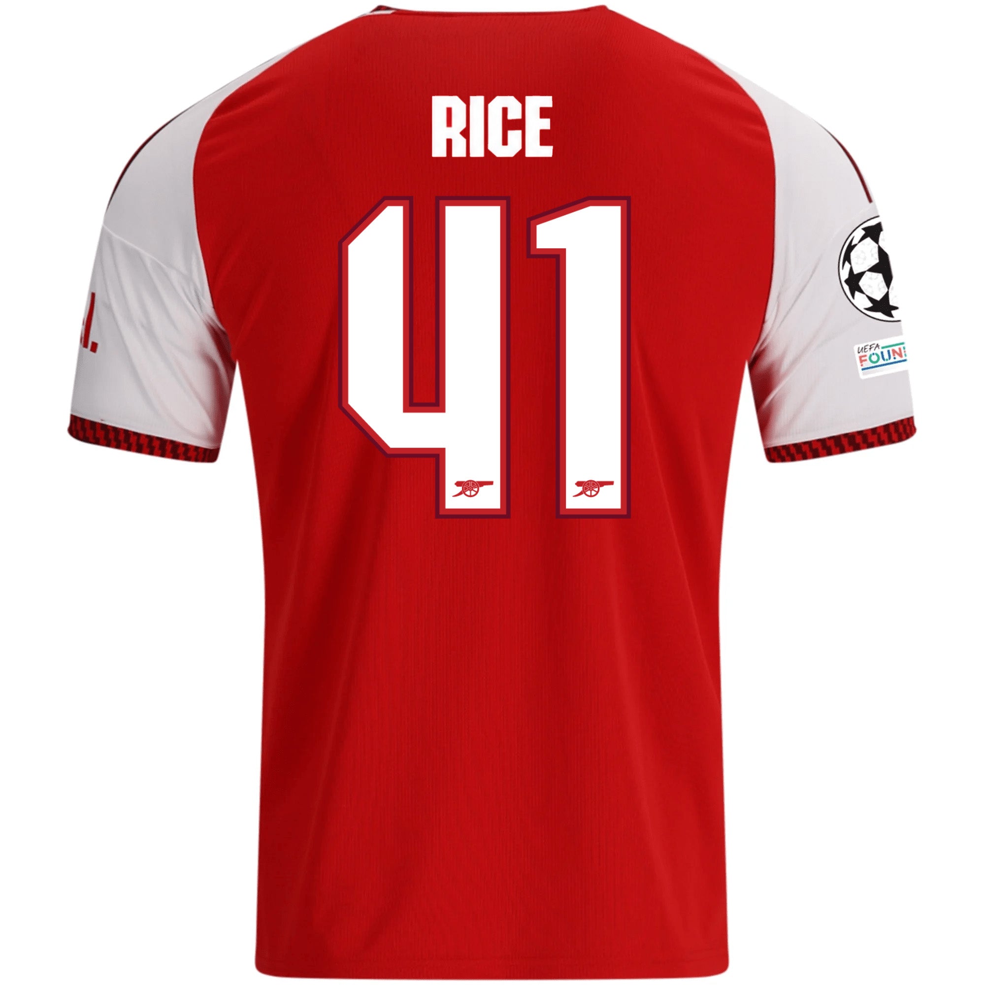adidas Mens Arsenal Declan Rice Home Jersey w/ Champions League Patches 26/27 (Red)