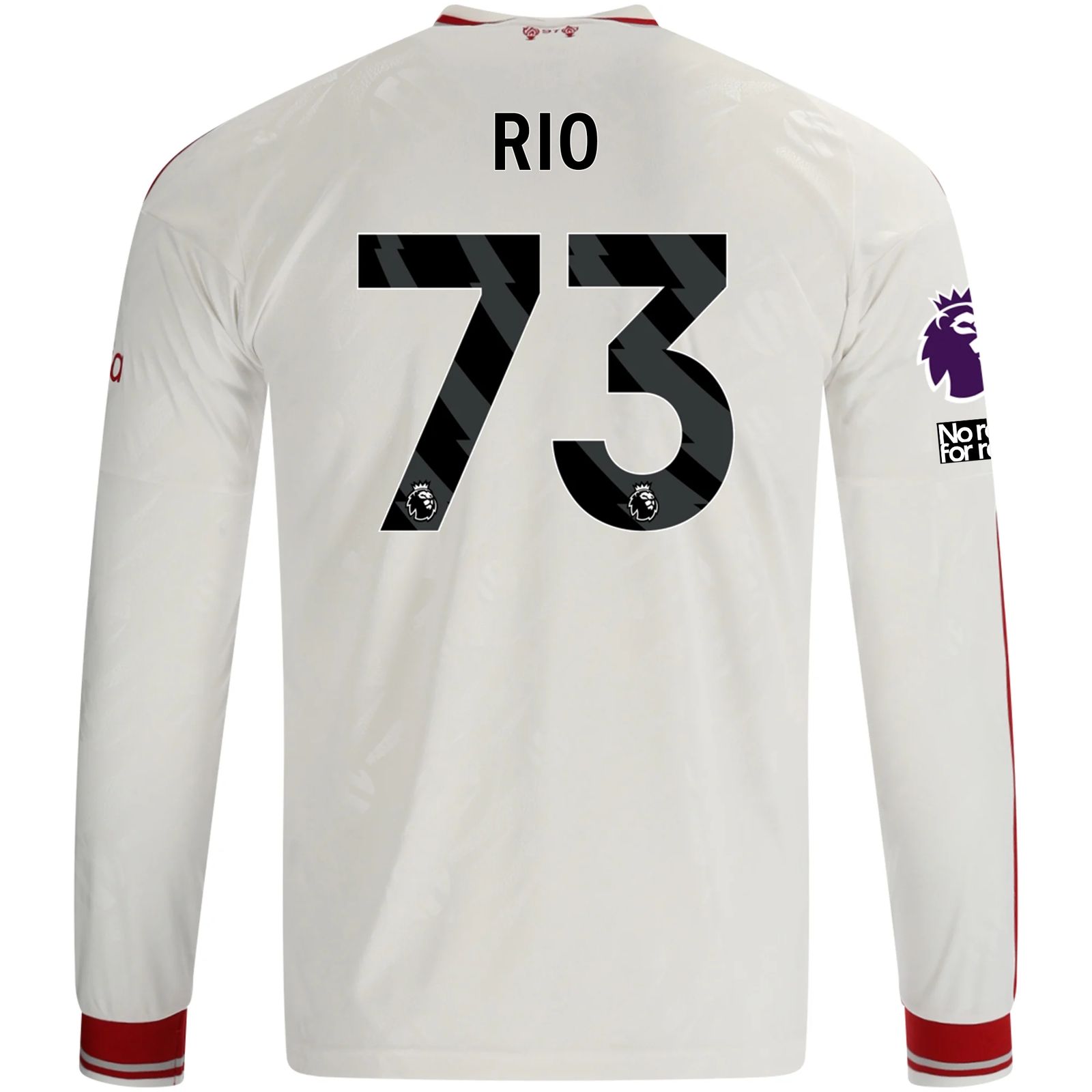 adidas Mens Liverpool Rio Ngumoha Long Sleeve Away Jersey w/ EPL + No Room For Racism Patches 26/27 (White/Red)
