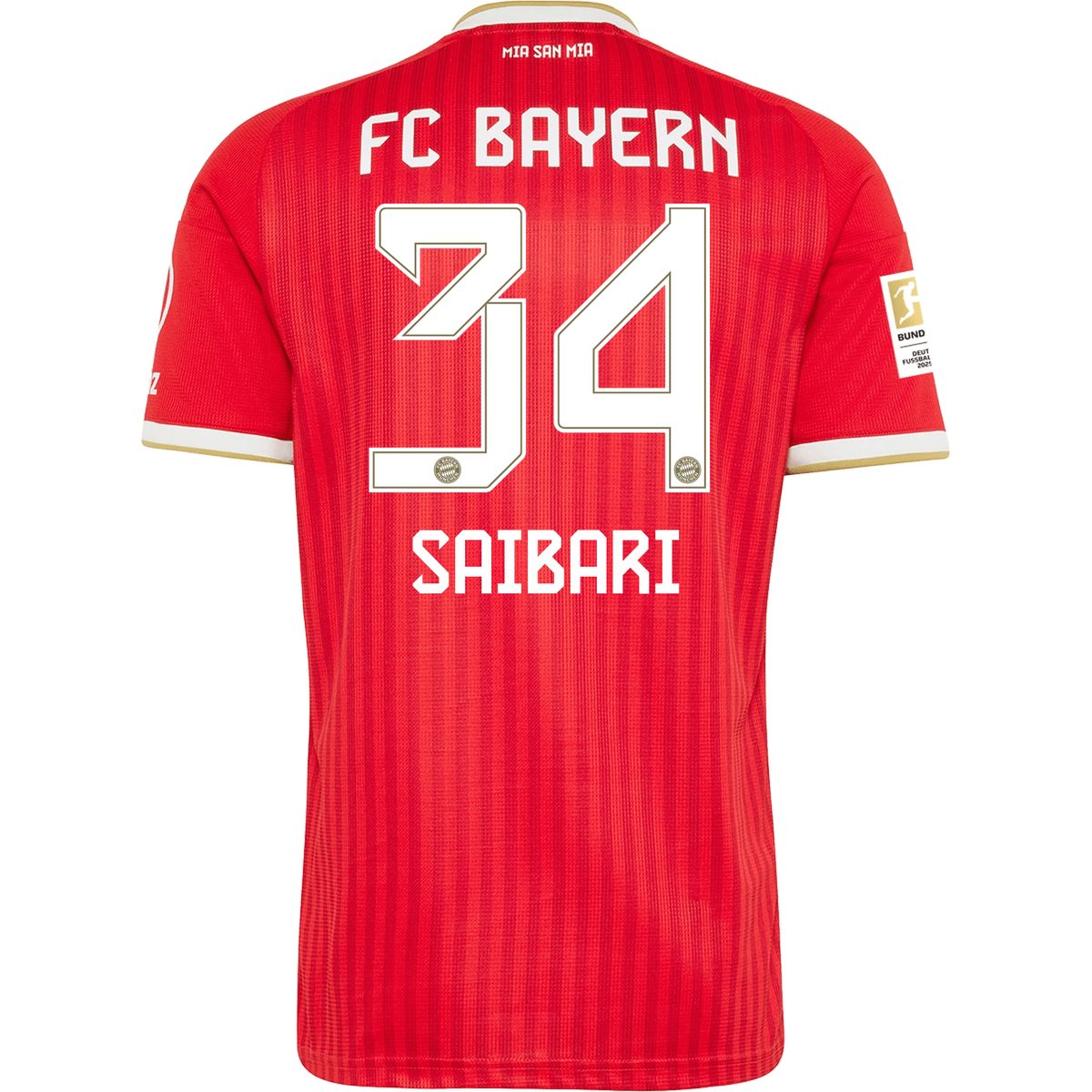 adidas Mens Bayern Munich Ismael Saibari Home Jersey w/ Bundesliga Champion Patch 26/27 (Red)