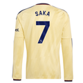adidas Mens Arsenal Bukayo Saka Long Sleeve Third Jersey w/ EPL + No Room For Racism Patches 26/27 (Yellow)