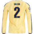 adidas Mens Arsenal William Saliba Long Sleeve Third Jersey w/ Champions League Patches 26/27 (Yellow)