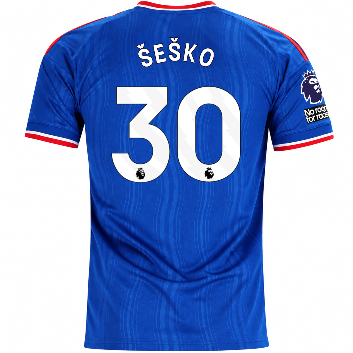 adidas Mens Manchester United Benjamin Šeško Away Jersey w/ EPL + No Room For Racism Patches 26/27 (Blue)