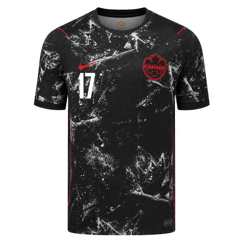 Nike Mens Canada Larin Away Stadium Jersey 2026 (Black/Red)