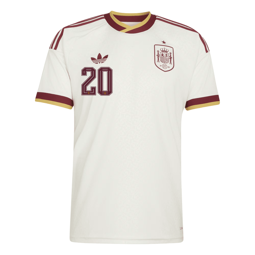 adidas Men's Spain Pedri Away Stadium Jersey 2026 (White)
