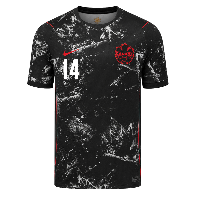 Nike Mens Canada Shaffelburg Away Stadium Jersey 2026 (Black/Red)