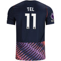 Nike Mens Tottenham Hotspur Mathys Tel Away Jersey w/ EPL + No Room For Racism Patches 26/27 (Obsidan/White)