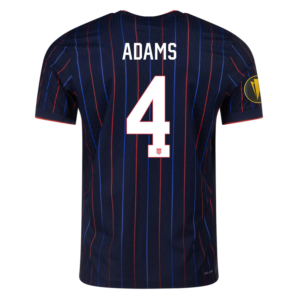 Nike Tyler Adams United States Away Match Authentic Jersey 25/26 w/ Gold Cup 2025 Patch (Obsidian/Challenge Red)