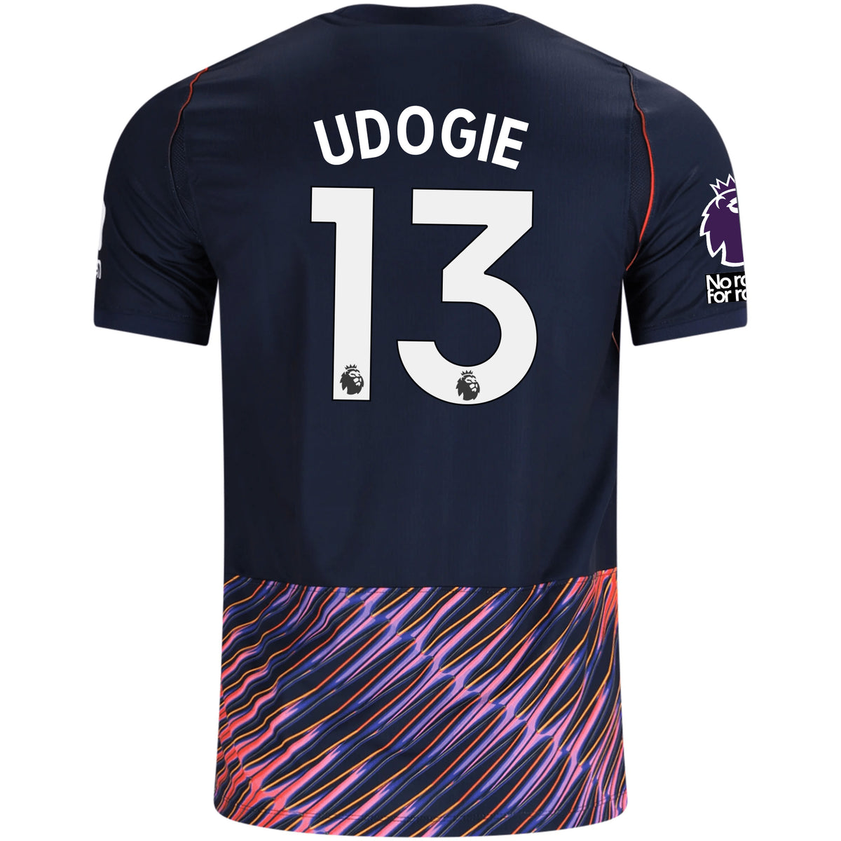 Nike Mens Tottenham Hotspur Destiny Udogie Away Jersey w/ EPL + No Room For Racism Patches 26/27 (Obsidan/White)