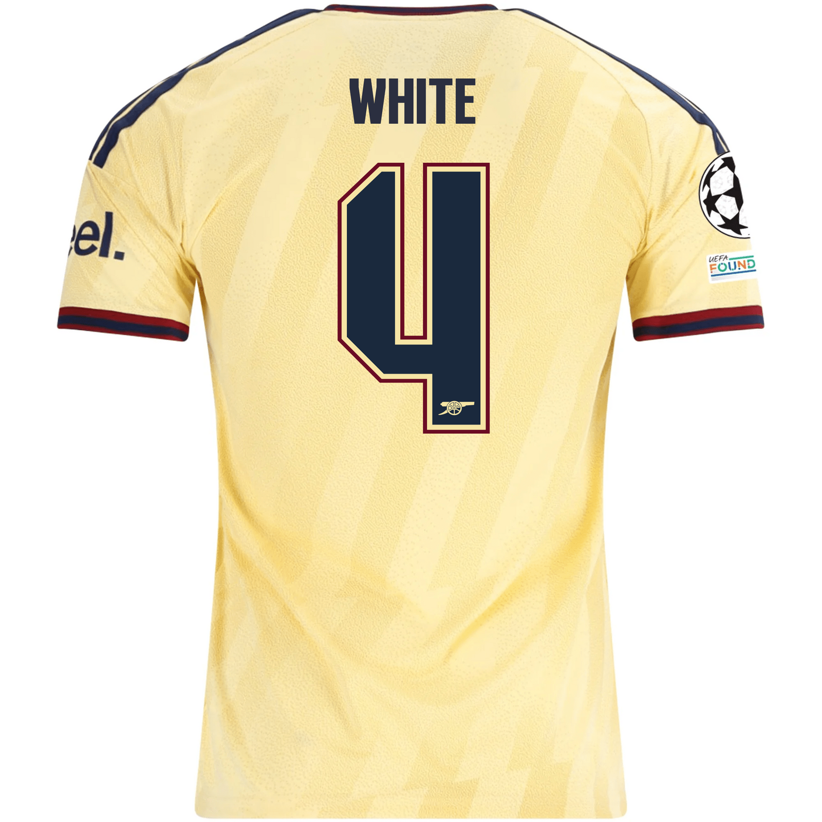 adidas Men's Arsenal FC Ben White Third Jersey w/ Champions League Patches 26/27 (Yellow)