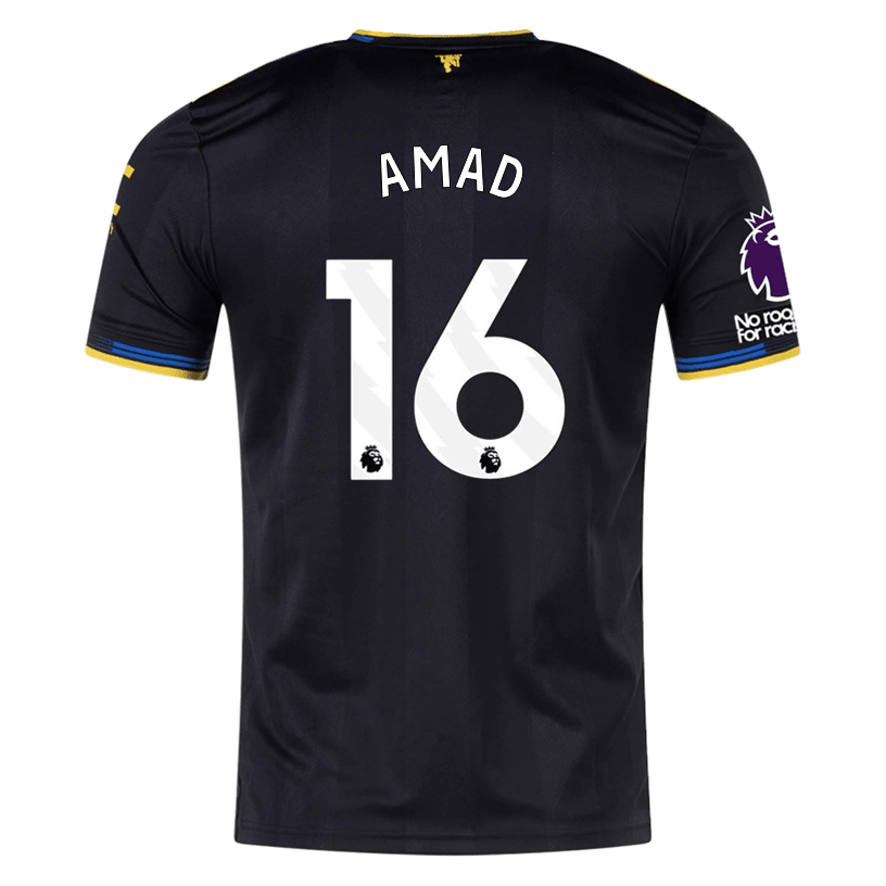 adidas Amad Men's Manchester United Authentic Third Jersey 25/26 w/ NRFR + EPL Patches (Black) | SoccerWearhouse