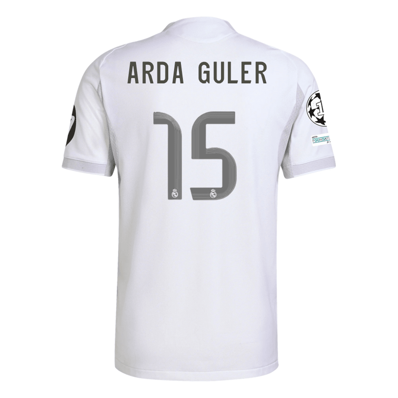 adidas Arda Güler Real Madrid 25/26 Home Jersey w/ Champions League Patches (White) | SoccerWearhouse
