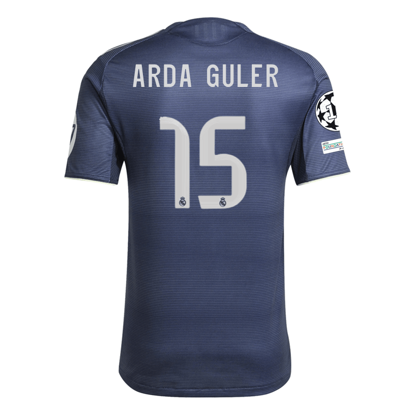adidas Arda Güler Real Madrid Authentic Away Jersey 25/26 w/ Champions League Patches (Legend Ink) | SoccerWearhouse