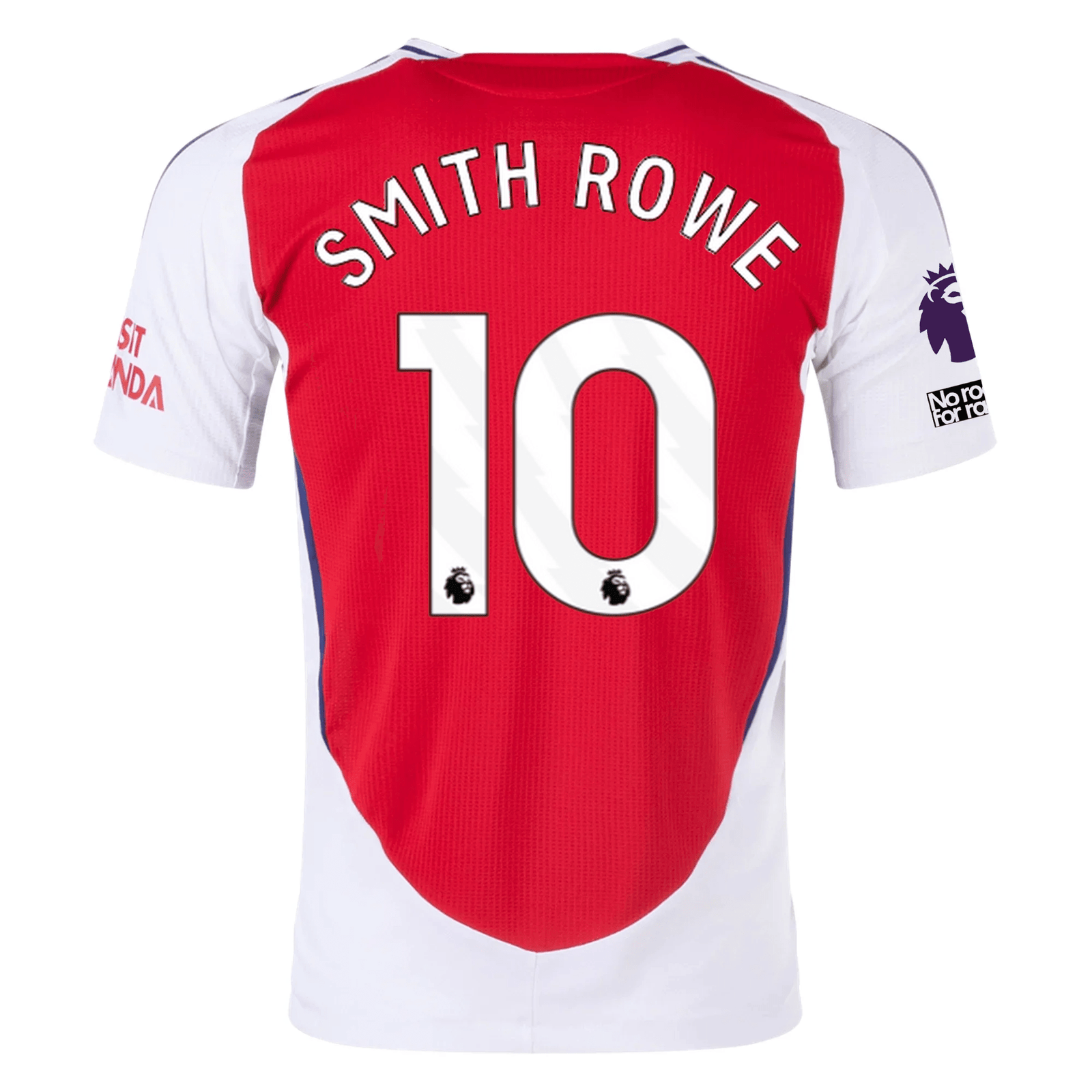 adidas Arsenal Authentic Emile Smith Rowe Home Jersey w/ EPL + No Room For Racism Patches 24/25 (Better Scarlet/White) | SoccerWearhouse