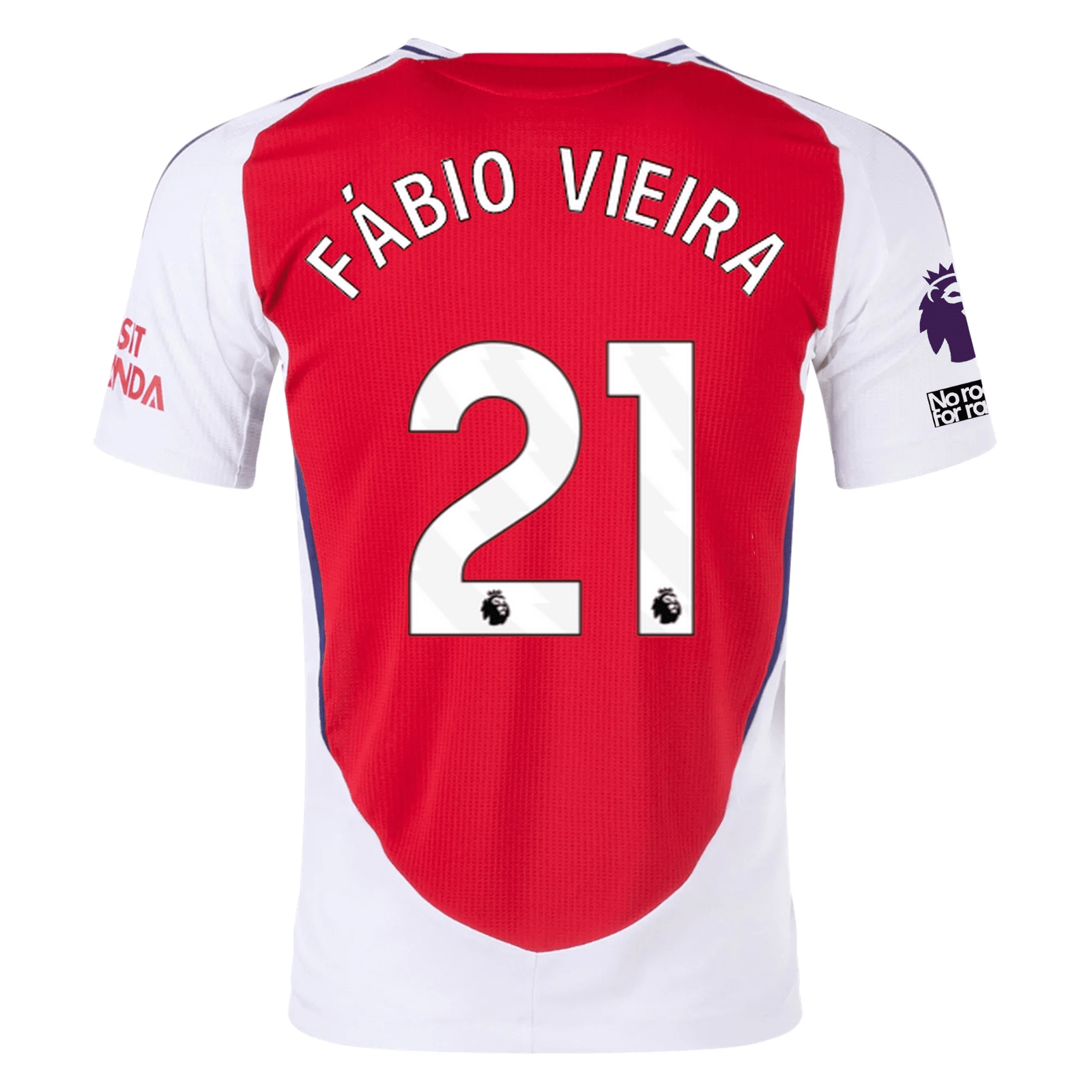 adidas Arsenal Authentic Fábio Vieira Home Jersey w/ EPL + No Room For Racism Patches 24/25 (Better Scarlet/White) | SoccerWearhouse