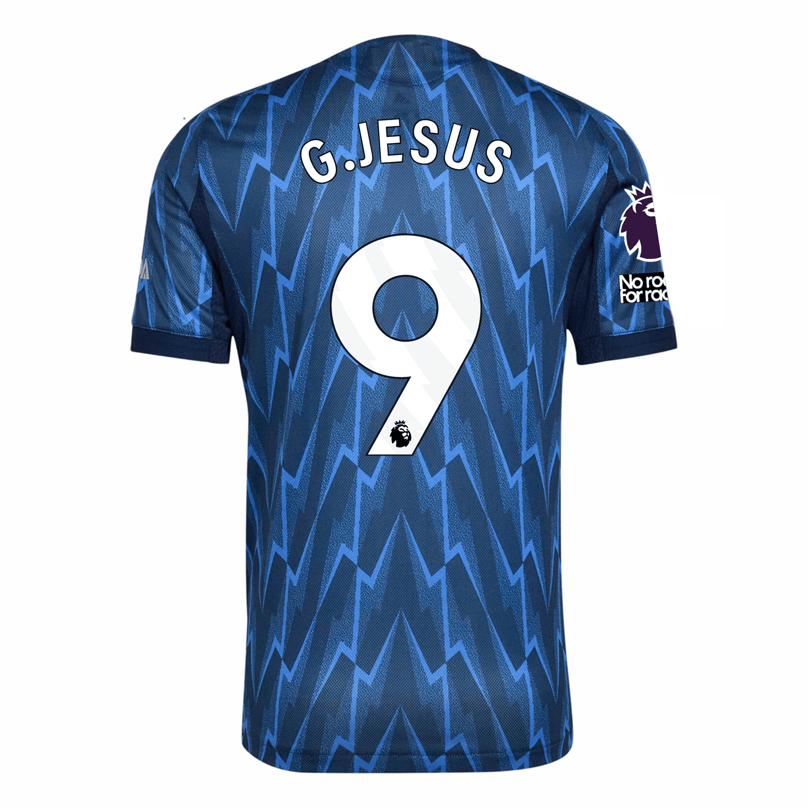 adidas Arsenal Authentic Gabriel Jesus Away Jersey w/ EPL + No Room For Racism 25/26 (Indigo/Silver) | SoccerWearhouse