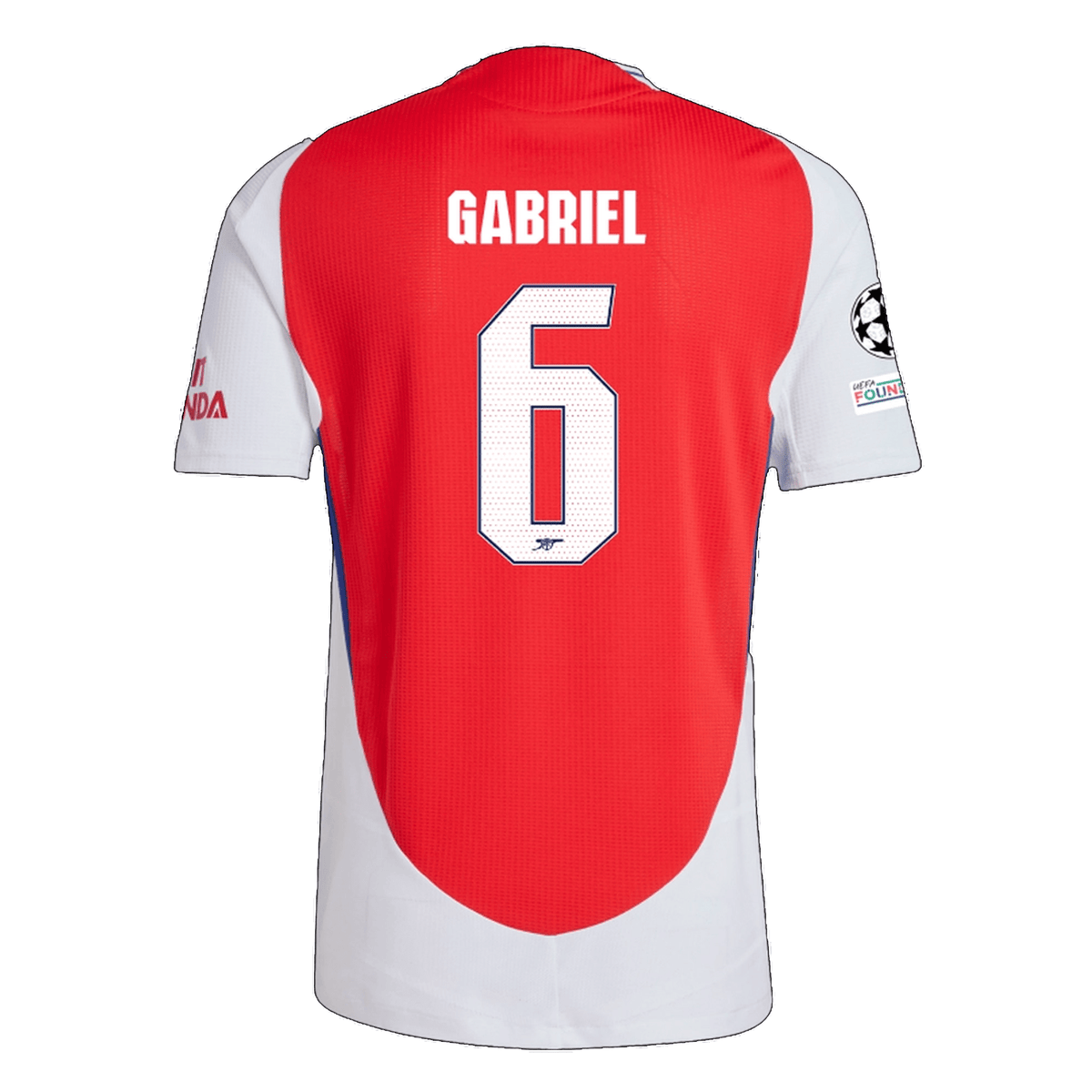 adidas Arsenal Authentic Gabriel Magalhães Home Jersey w/ Champions League Patches 24/25 (Better Scarlet/White) | SoccerWearhouse