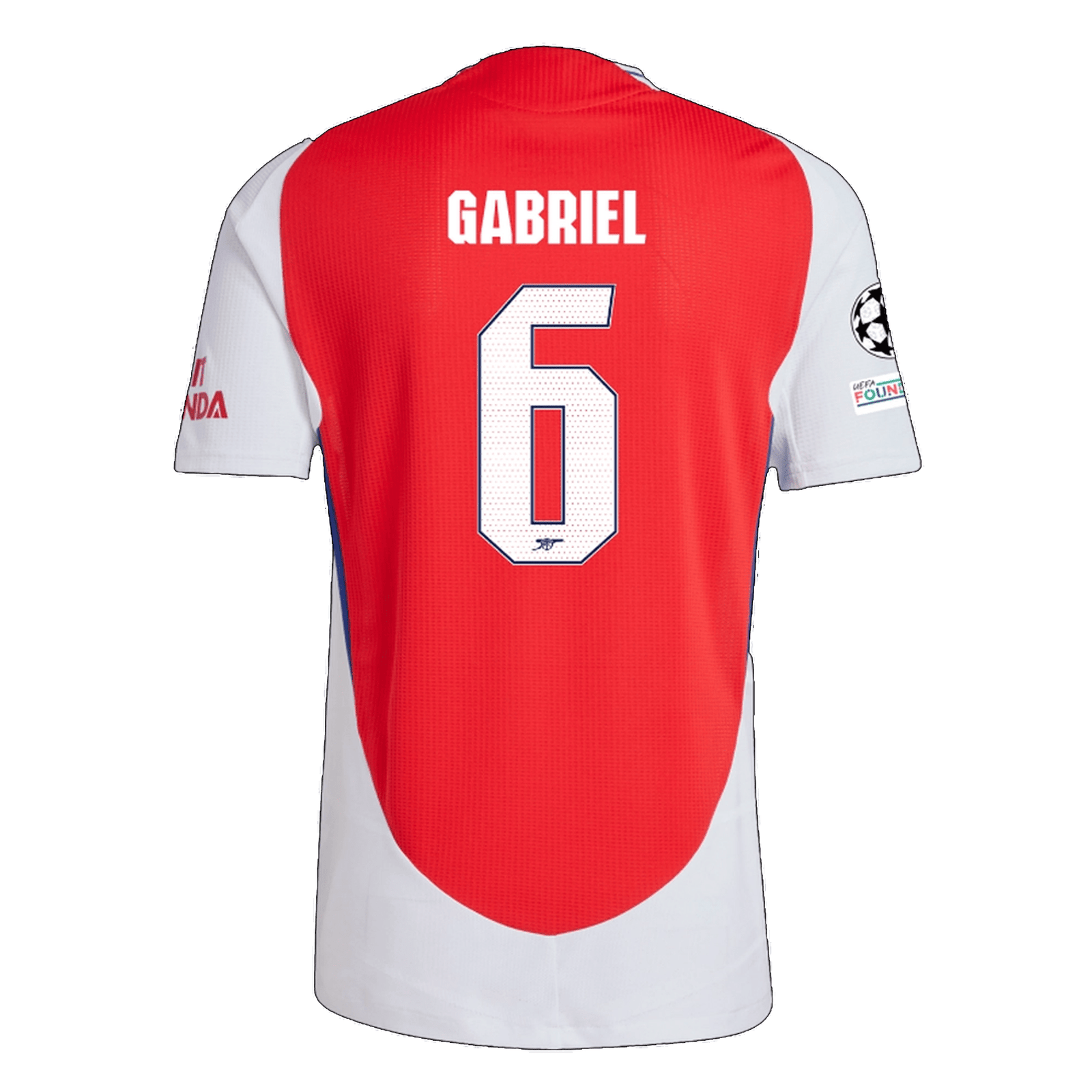 adidas Arsenal Authentic Gabriel Magalhães Home Jersey w/ Champions League Patches 24/25 (Better Scarlet/White) | SoccerWearhouse