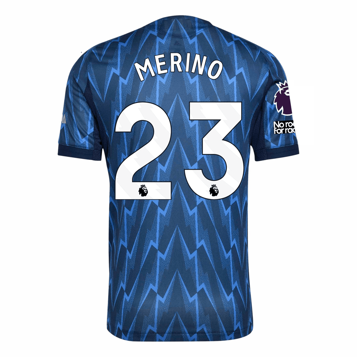 adidas Arsenal Authentic Mikel Merino Away Jersey w/ EPL + No Room For Racism 25/26 (Indigo/Silver) | SoccerWearhouse