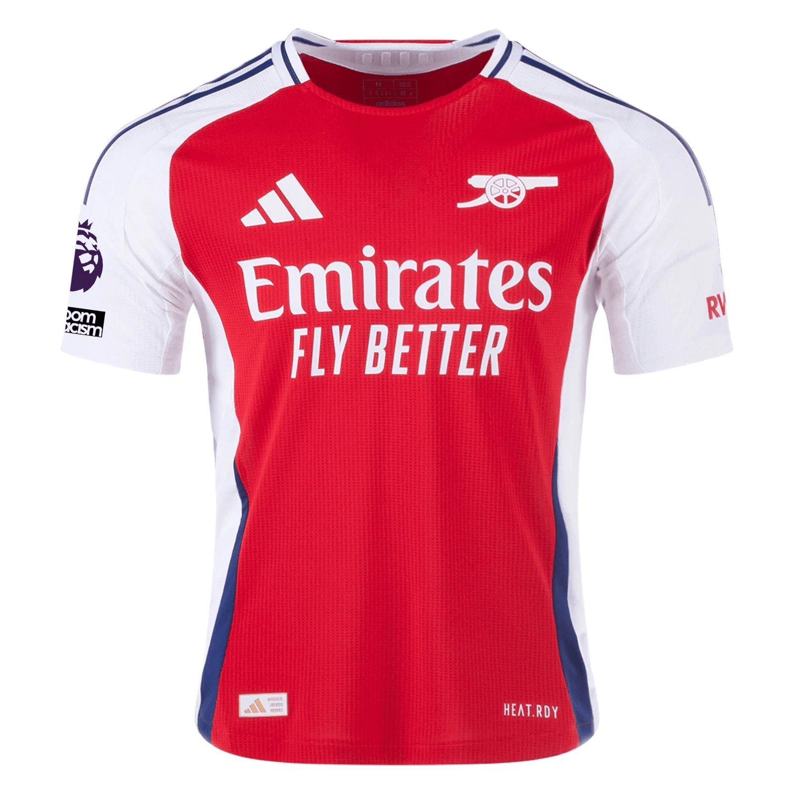 adidas Arsenal Authentic Oleksandr Zinchenko Home Jersey w/ EPL + No Room For Racism Patches 24/25 (Better Scarlet/White) | SoccerWearhouse