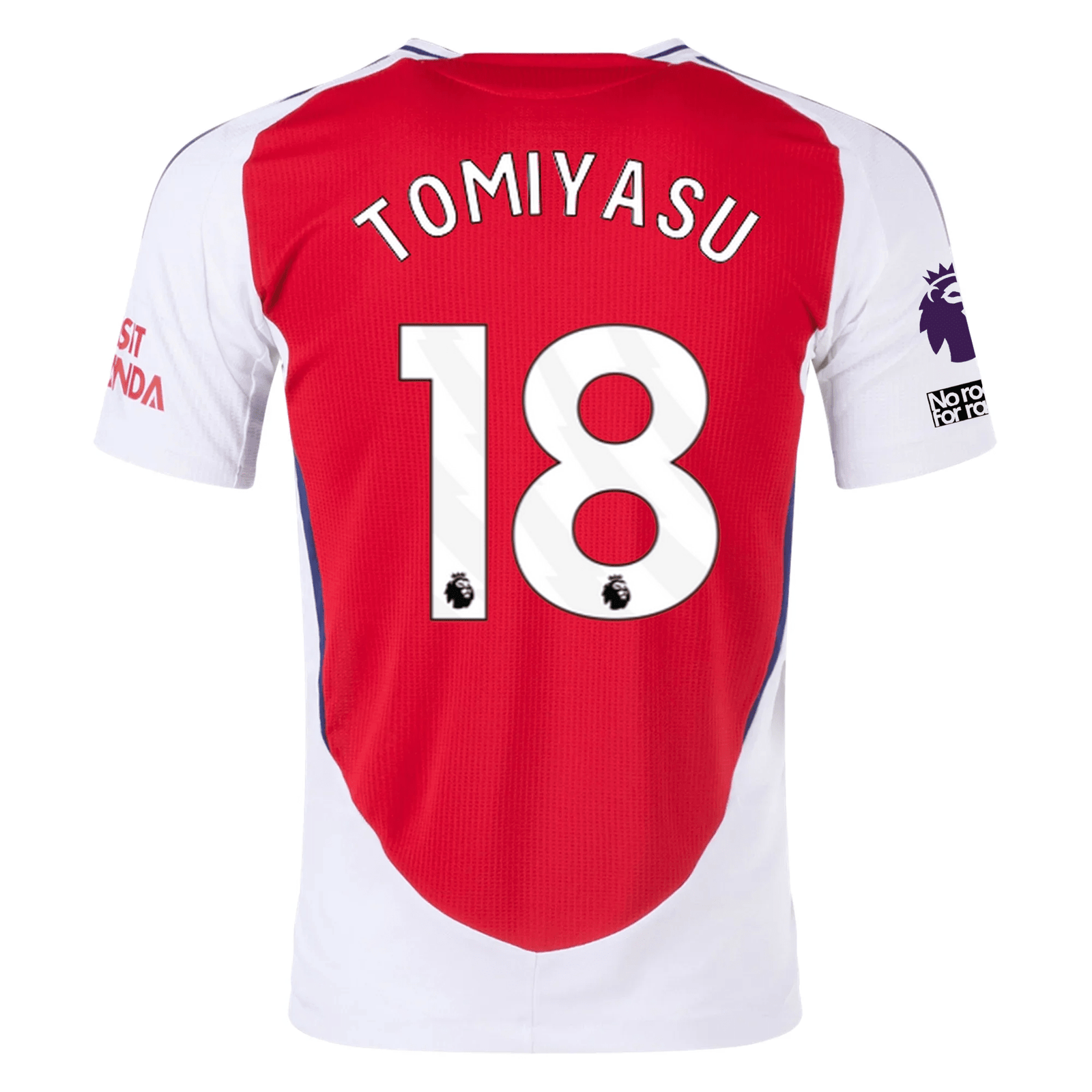 adidas Arsenal Authentic Takehiro Tomiyasu Home Jersey w/ EPL + No Room For Racism Patches 24/25 (Better Scarlet/White) | SoccerWearhouse