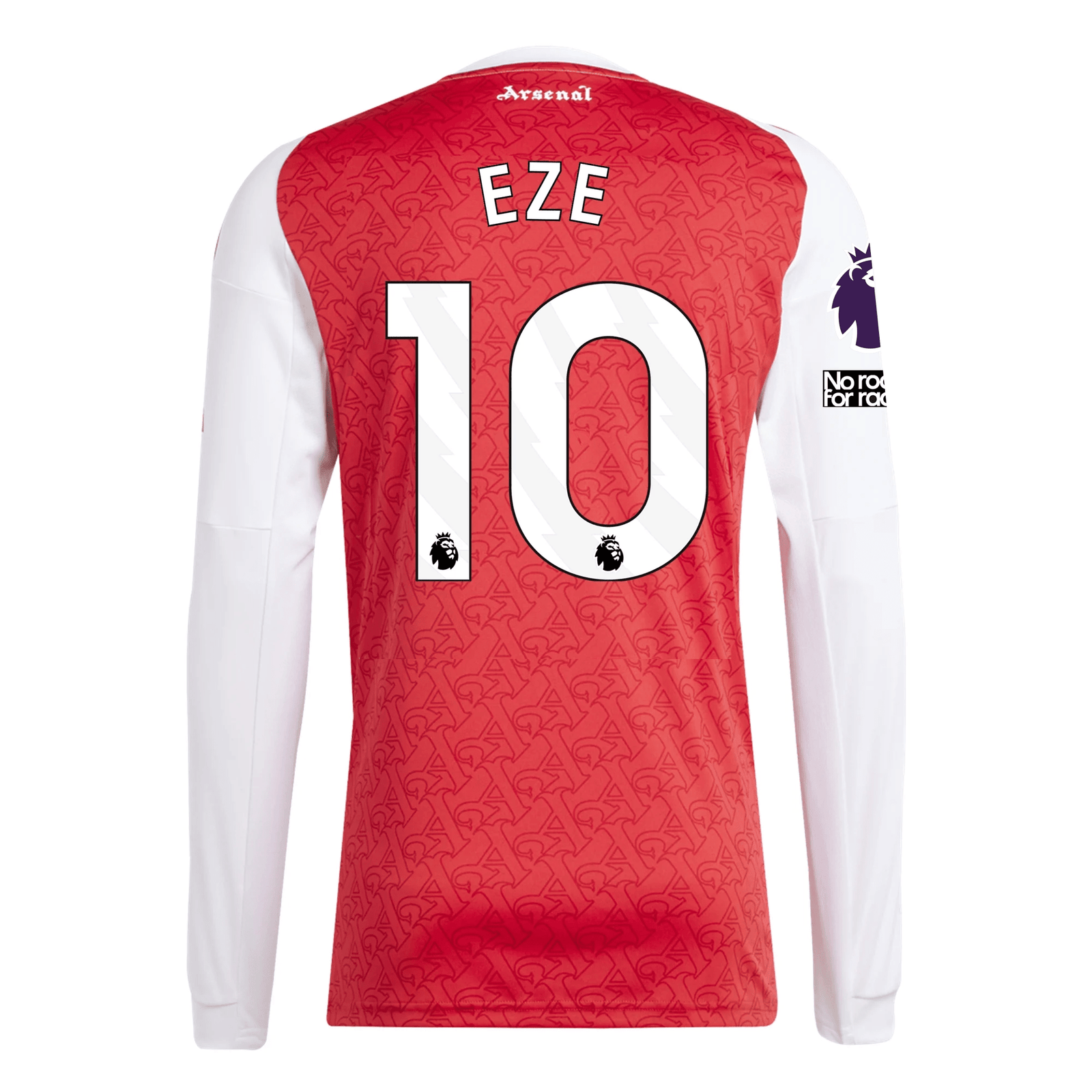adidas Arsenal Eberechi Eze Long Sleeve Home Jersey w/ EPL + No Room For Racism Patches 25/26 (Better Scarlet/White) | SoccerWearhouse