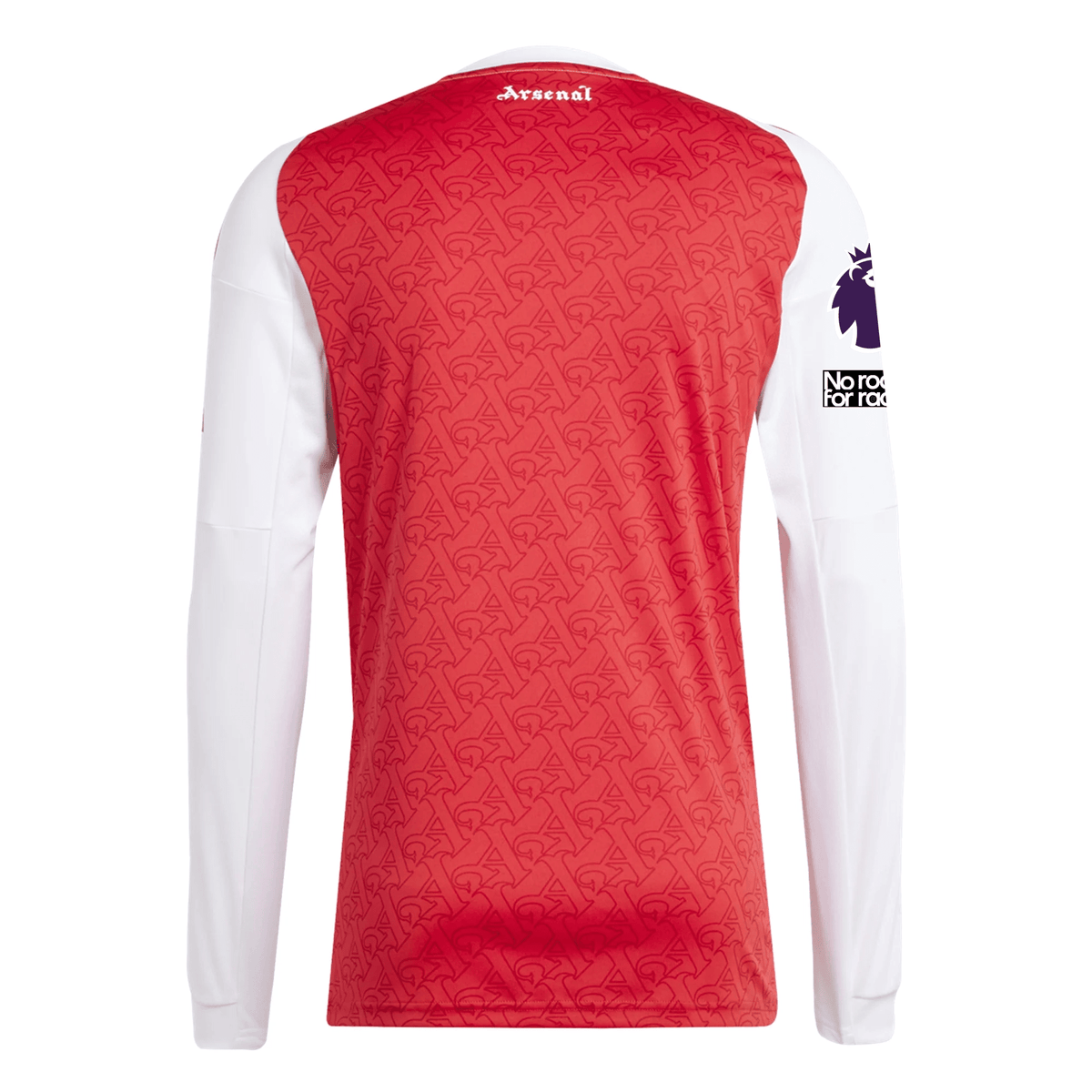 adidas Arsenal Long Sleeve Home Jersey w/ EPL + No Room For Racism Patches 25/26 (Better Scarlet/White) | SoccerWearhouse