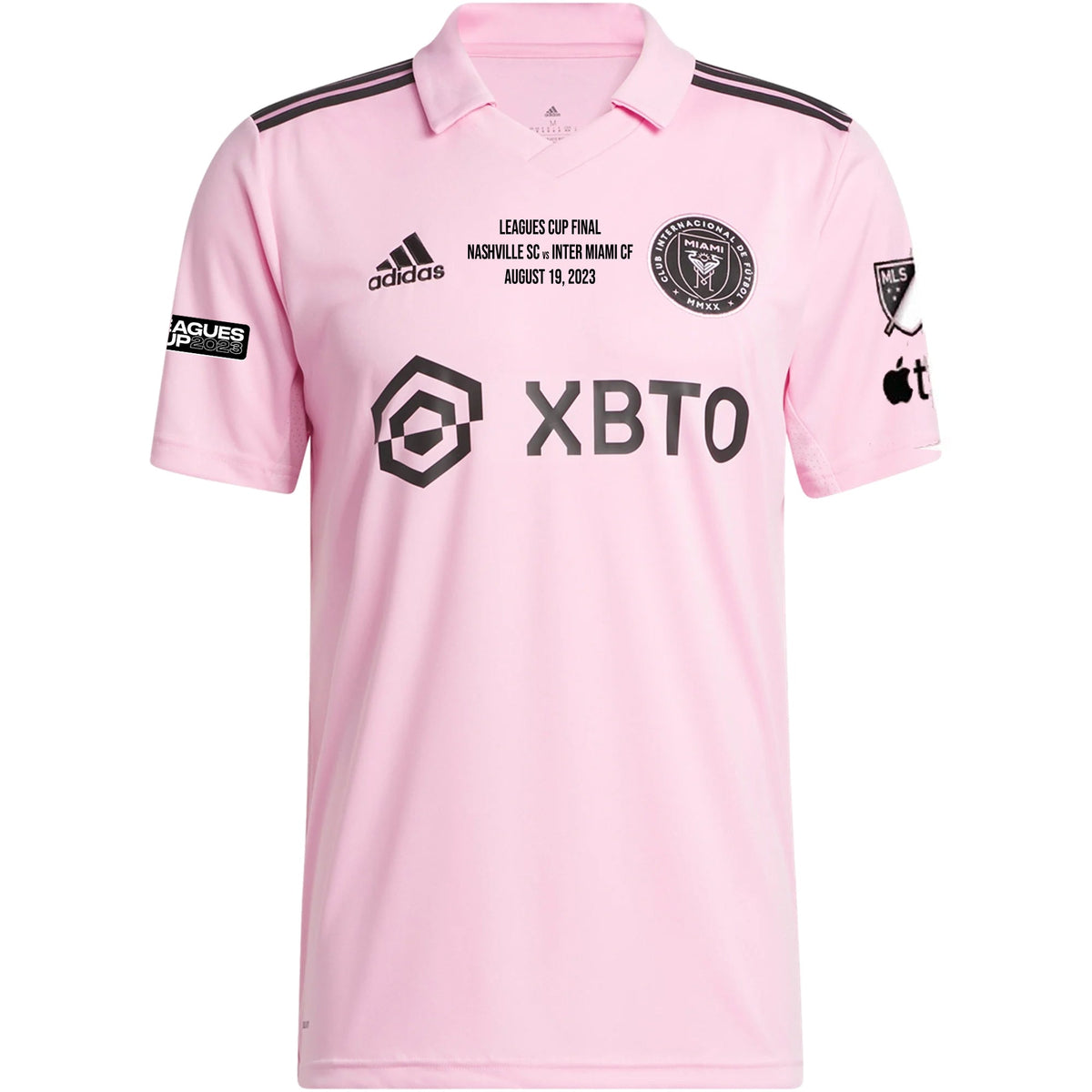 adidas Authentic Inter Miami Lionel Messi Home Jersey 22/23 w/ Leagues Cup Final + Match Details (True Pink/Black) | SoccerWearhouse
