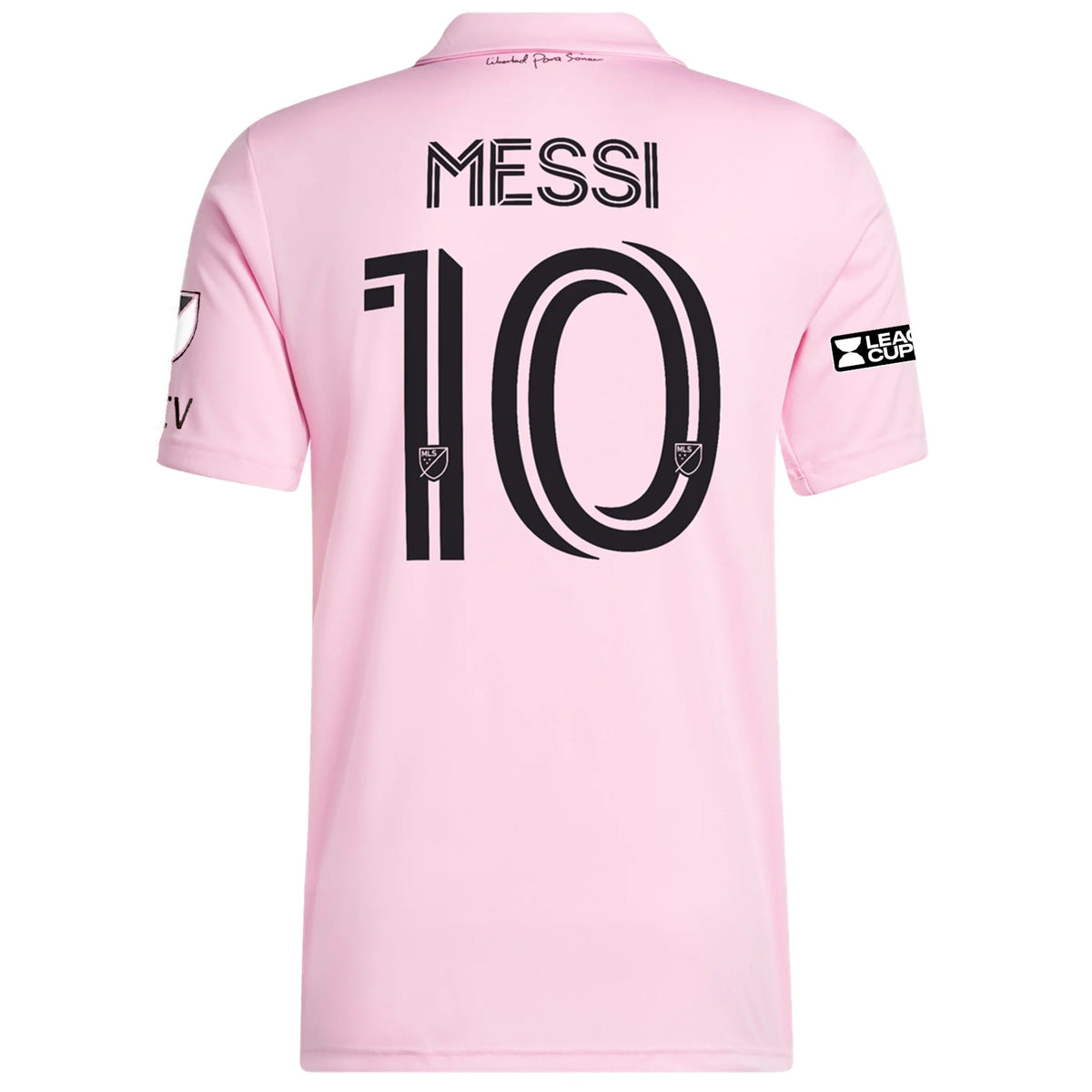 adidas Authentic Inter Miami Lionel Messi Home Jersey 22/23 w/ Leagues Cup Final + Match Details (True Pink/Black) | SoccerWearhouse