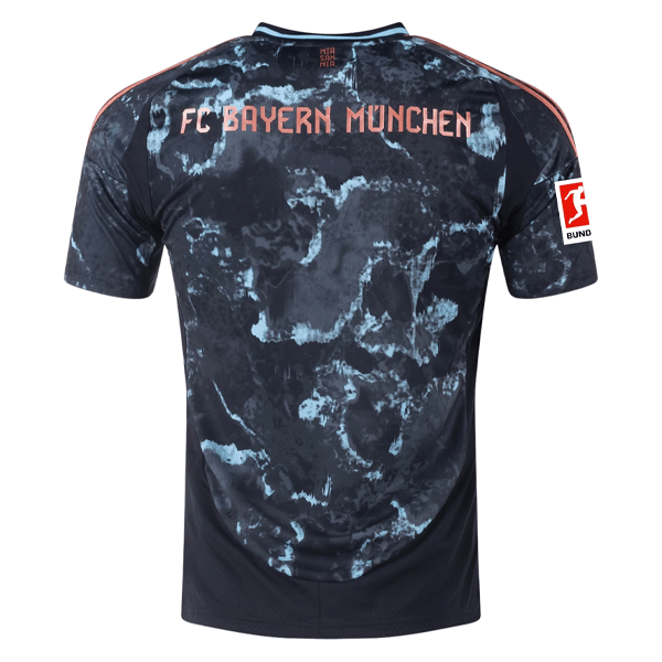 adidas Bayern Munich Dayot Upamecano Away Jersey w/ Bundesliga Patch 24/25 (Black/Copper/Blue) | SoccerWearhouse