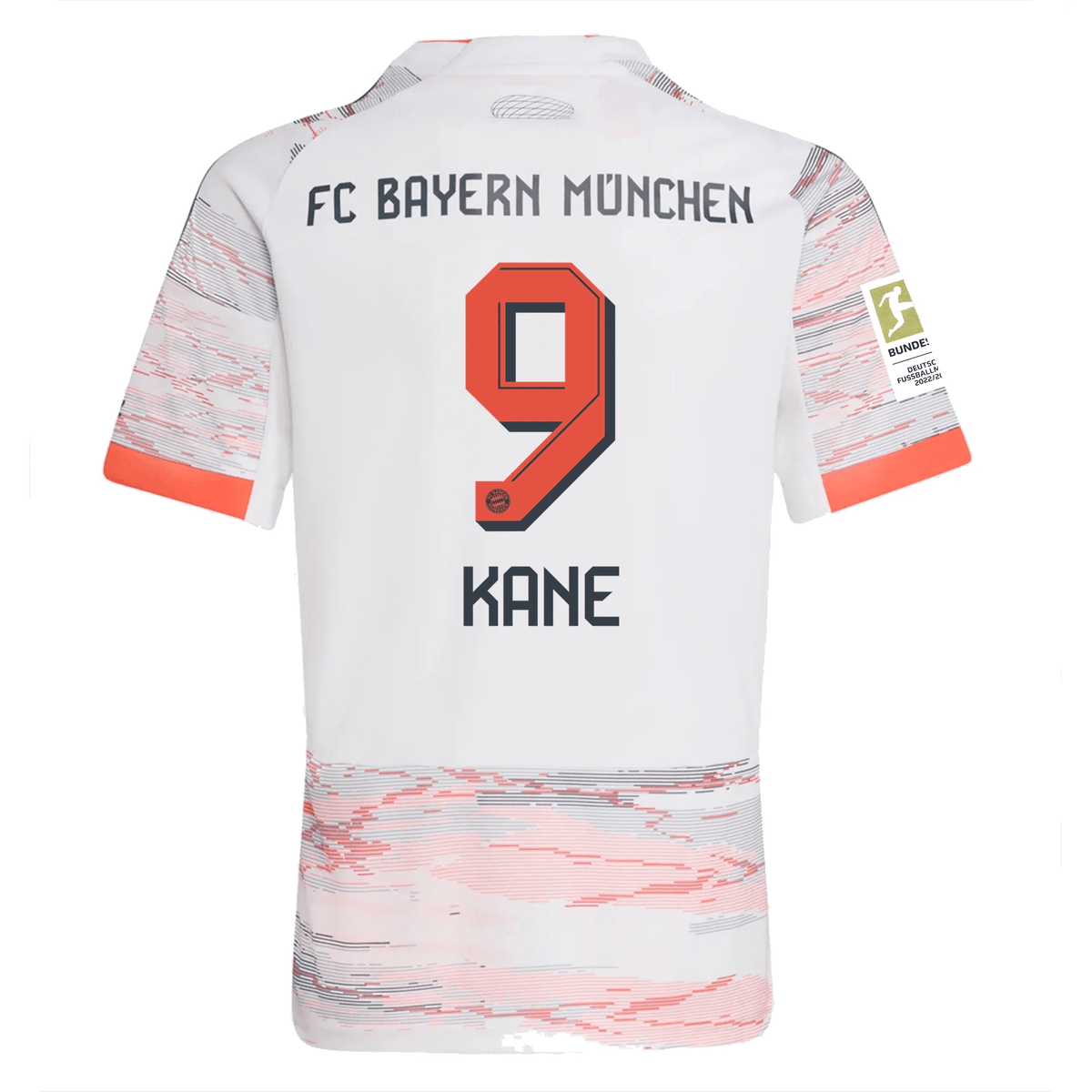 adidas Bayern Munich Harry Kane Away Jersey w/ Bundesliga Champion Patch 25/26 (White/Red) | SoccerWearhouse