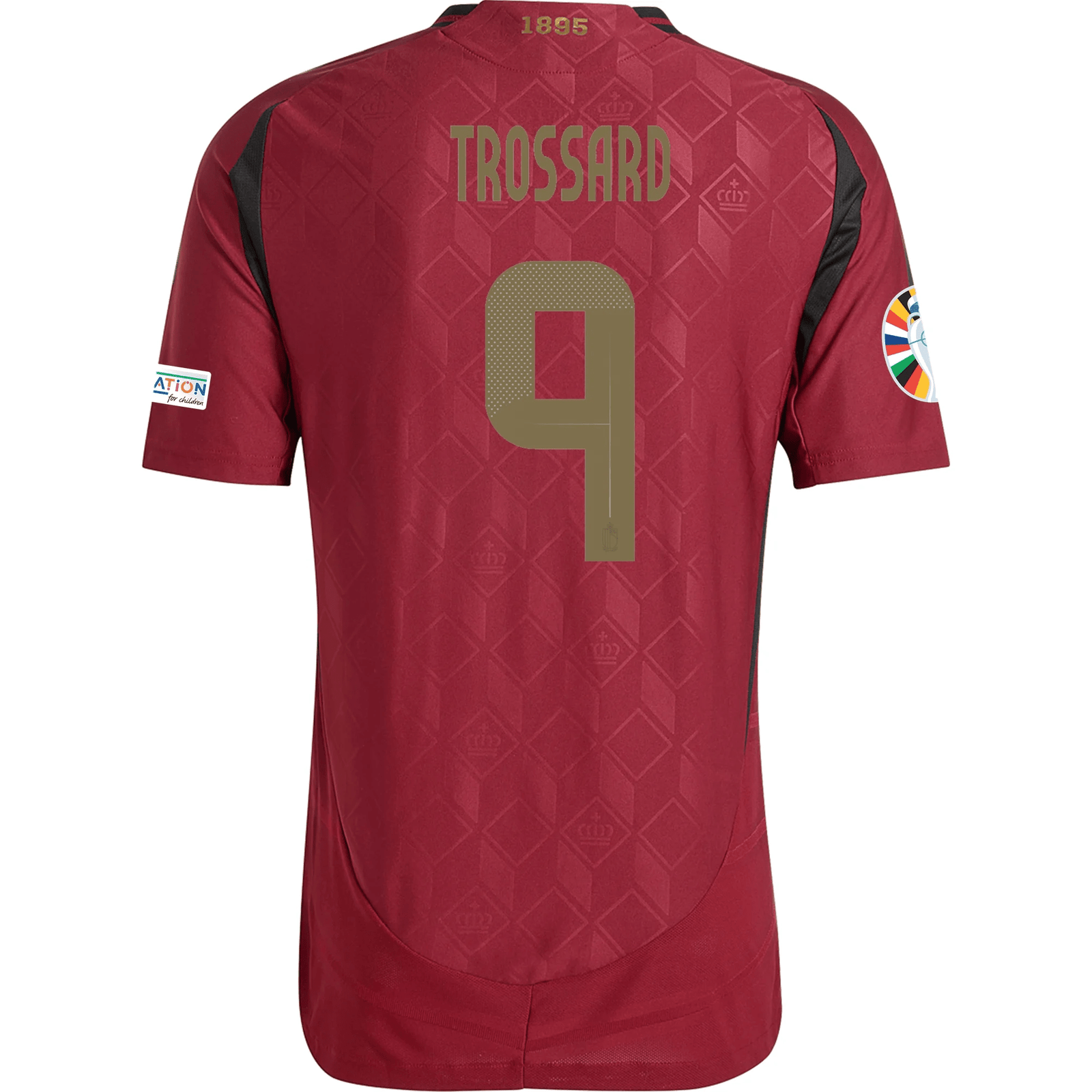 adidas Belgium Authentic Leandro Trossard Home Jersey w/ Euro 2024 Patches 24/25 (Burgundy) | SoccerWearhouse