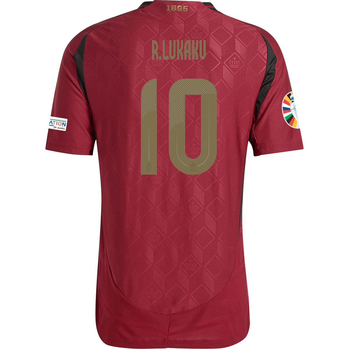 adidas Belgium Authentic Romelu Lukaku Home Jersey w/ Euro 2024 Patches 24/25 (Burgundy) | SoccerWearhouse