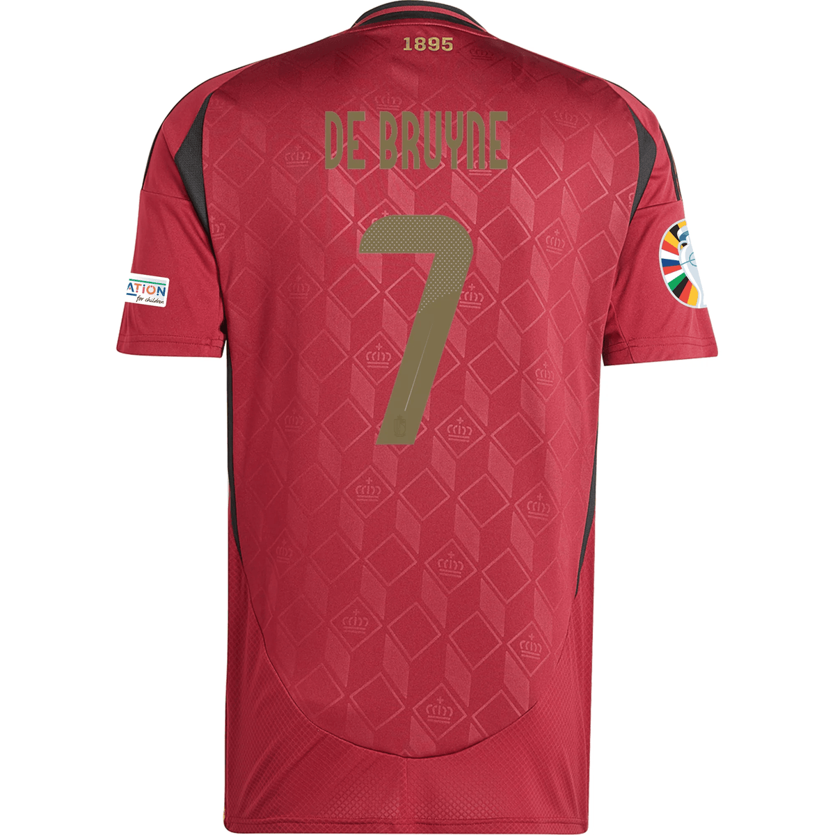 adidas Belgium Kevin De Bruyne Home Jersey w/ Euro 2024 Patches 24/25 (Burgundy) | SoccerWearhouse