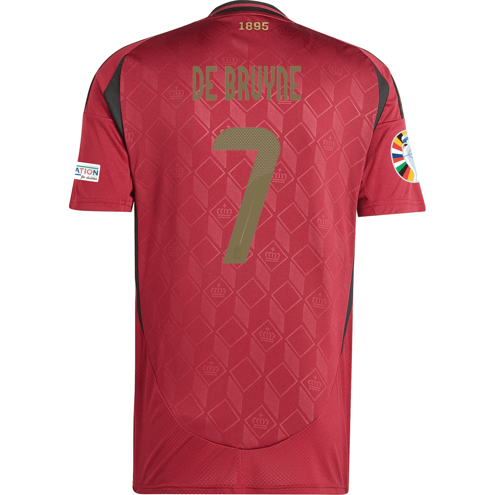 adidas Belgium Kevin De Bruyne Home Jersey w/ Euro 2024 Patches 24/25 (Burgundy) | SoccerWearhouse