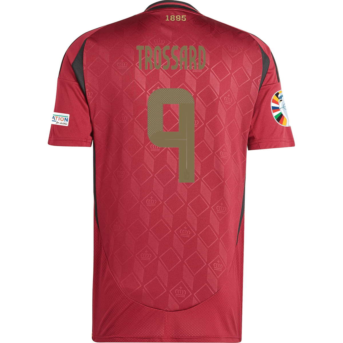 adidas Belgium Leandro Trossard Home Jersey w/ Euro 2024 Patches 24/25 (Burgundy) | SoccerWearhouse