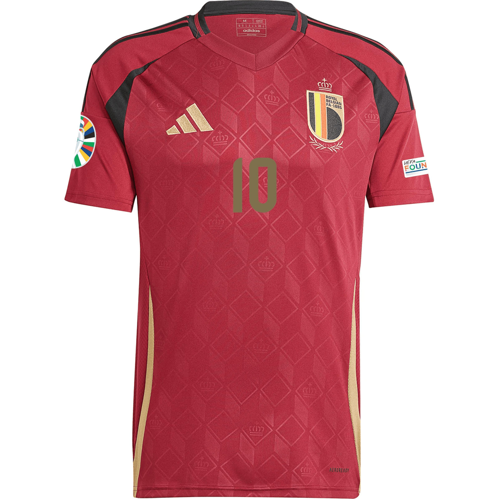 adidas Belgium Romelu Lukaku Home Jersey w/ Euro 2024 Patches 24/25 (Burgundy) | SoccerWearhouse