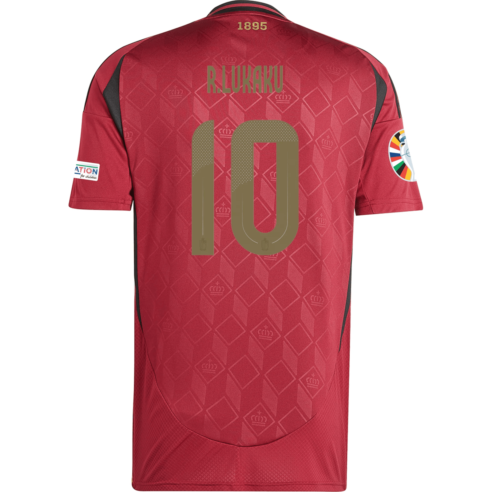 adidas Belgium Romelu Lukaku Home Jersey w/ Euro 2024 Patches 24/25 (Burgundy) | SoccerWearhouse