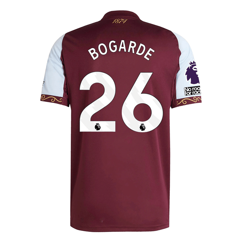 adidas Bogarde Men's Aston Villa Home Jersey 25/26 w/ NRFR + EPL Patches (Maroon/Blue) | SoccerWearhouse